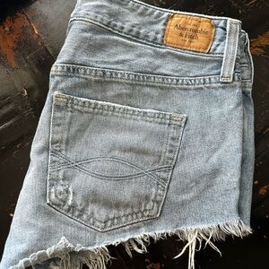 Abercrombie & Fitch Light Blue Frayed Denim Mini Skirt